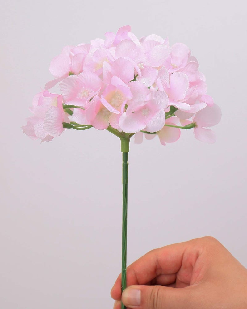 LUSHIDI 10PCS Silk Hydrangea Heads with Stems Artificial Flowers for Wedding Party Home Decor (Pink 2#) - Image 3